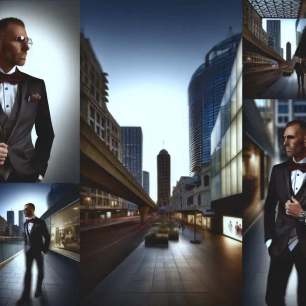 Męska stylizacja formalna w nowoczesnej, miejskiej scenerii