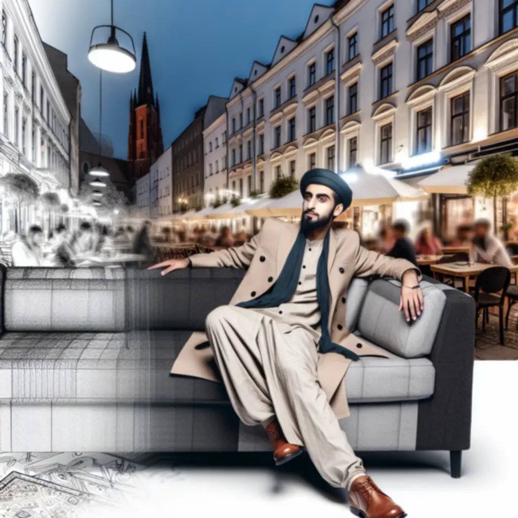 Edytorialowa fotografia męskiej stylizacji UrbanStyleMotion w miejskiej przestrzeni